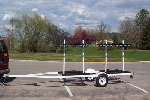 COMMERICAL CANOE KAYAK TRAILER SET UP WITH 16 BIKE RACK CONVERSION